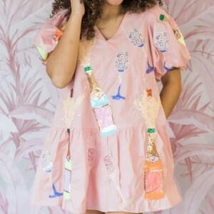 Queen Of Sparkles Qos Pink Champagne Dress Size Small